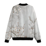 Bomber Jacket White Plum Blossoms Art
