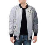 Bomber Jacket White Plum Blossoms Art