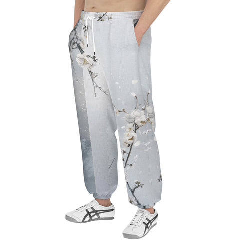 Men's Sweatpants White Plum Blossoms Art