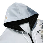 Men's Zip Up Hoodie White Plum Blossoms Art