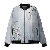 Bomber Jacket White Plum Blossoms Art