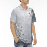 Men's Polo Shirt White Plum Blossoms Art