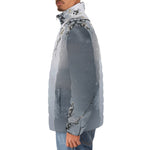 Down-Padded Puffer Jacket White Plum Blossoms Art