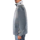 Down-Padded Puffer Jacket White Plum Blossoms Art
