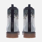 Leather Boots White Plum Blossoms Art