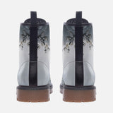 Leather Boots White Plum Blossoms Art