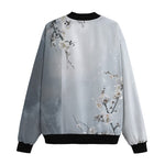 Bomber Jacket White Plum Blossoms Art