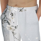 Men's Sweatpants White Plum Blossoms Art