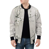 Bomber Jacket White Plum Blossoms Art