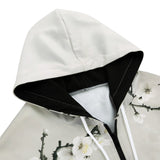 Men's Zip Up Hoodie White Plum Blossoms Art