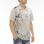 Men's Polo Shirt White Plum Blossoms Art