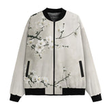 Bomber Jacket White Plum Blossoms Art