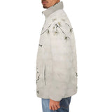 Down-Padded Puffer Jacket White Plum Blossoms Art