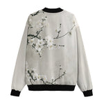 Bomber Jacket White Plum Blossoms Art