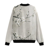 Bomber Jacket White Plum Blossoms Art