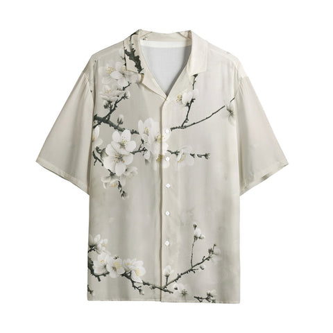Hawaiian Shirt White Plum Blossoms Art