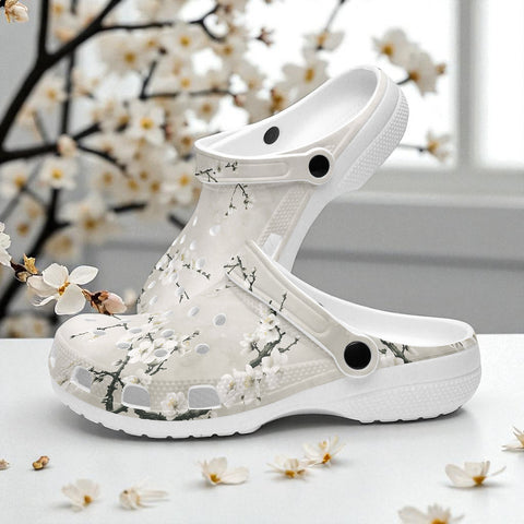 Classic Clogs White Plum Blossoms Art