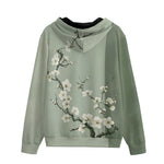 Men's Zip Up Hoodie White Plum Blossoms Art