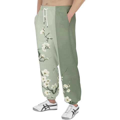 Men's Sweatpants White Plum Blossoms Art