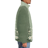 Down-Padded Puffer Jacket White Plum Blossoms Art
