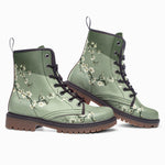 Leather Boots White Plum Blossoms Art