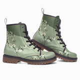 Leather Boots White Plum Blossoms Art