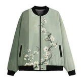 Bomber Jacket White Plum Blossoms Art