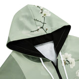 Men's Zip Up Hoodie White Plum Blossoms Art