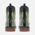 Leather Boots White Plum Blossoms Art