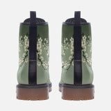 Leather Boots White Plum Blossoms Art