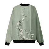 Bomber Jacket White Plum Blossoms Art