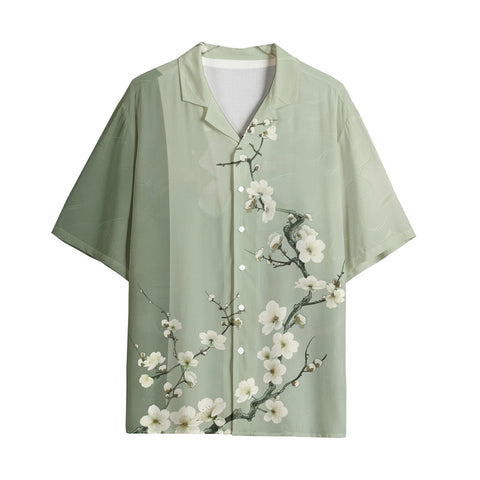 Hawaiian Shirt White Plum Blossoms Art