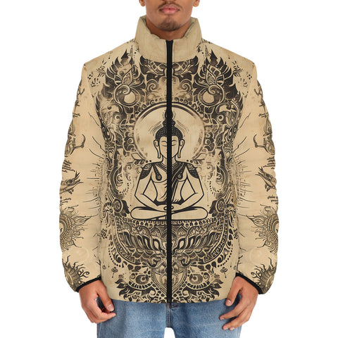 Down-Padded Puffer Jacket Traditional Thai Artwork
