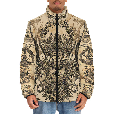 Down-Padded Puffer Jacket Traditional Thai Artwork