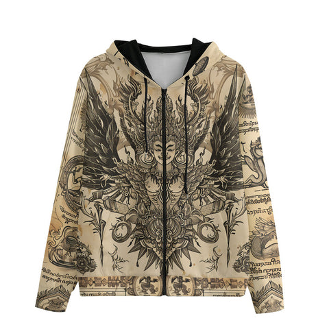 Men's Zip Up Hoodie Traditional Thai Artwork