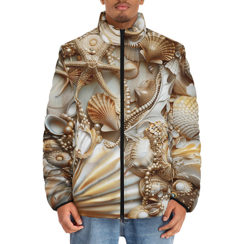 Down-Padded Puffer Jacket Shells and Pearls