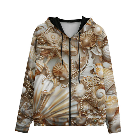 Men's Zip Up Hoodie Shells and Pearls