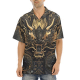 Hawaiian Shirt Golden Chinese Dragon Art