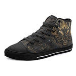 High-Top Canvas Shoes Golden Chinese Dragon Art