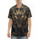 Men's Polo Shirt Golden Chinese Dragon Art
