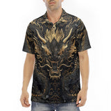 Men's Polo Shirt Golden Chinese Dragon Art