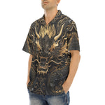 Hawaiian Shirt Golden Chinese Dragon Art