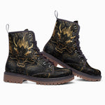 Leather Boots Golden Chinese Dragon Art