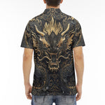 Men's Polo Shirt Golden Chinese Dragon Art