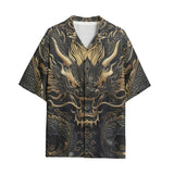 Hawaiian Shirt Golden Chinese Dragon Art