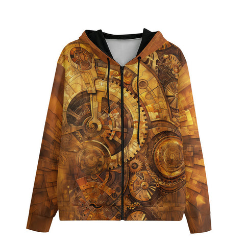 Men's Zip Up Hoodie Steampunk Gears Artwork