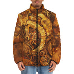 Down-Padded Puffer Jacket Steampunk Gears Artwork
