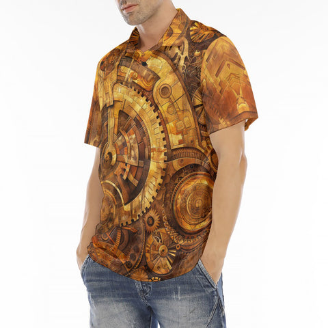 Men's Polo Shirt Steampunk Gears Artwork
