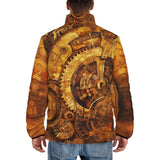 Down-Padded Puffer Jacket Steampunk Gears Artwork