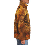 Down-Padded Puffer Jacket Steampunk Gears Artwork